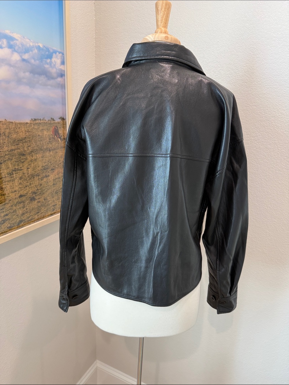 Babaton Black Faux Leather Jacket - Small - Picture 3 of 5